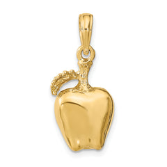 14K 3-D Apple W/ Stem and Leaf Charm