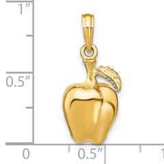 14K 3-D Apple W/ Stem and Leaf Charm