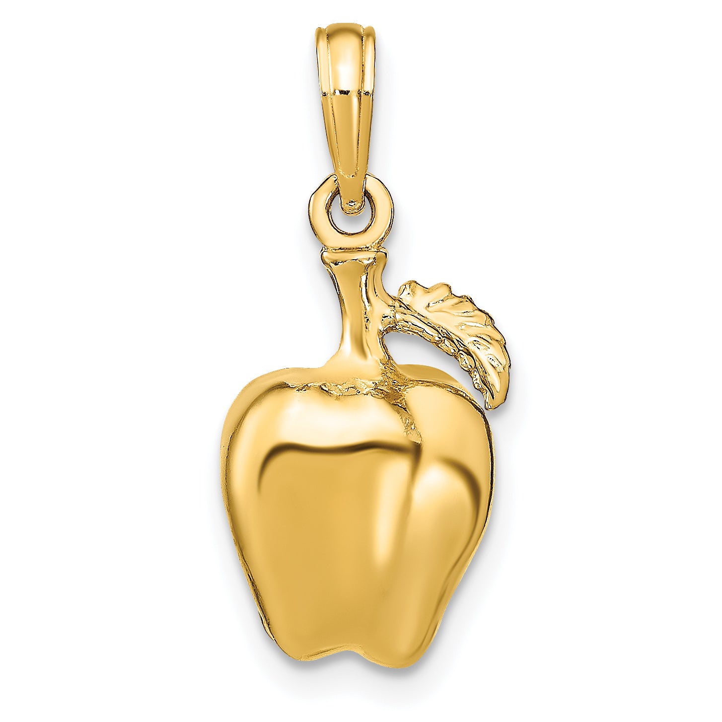14K 3-D Apple W/ Stem and Leaf Charm
