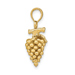 14K 3-D Grapes W/ Stem and Leaf Charm