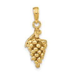 14K 3-D Grapes W/ Stem and Leaf Charm