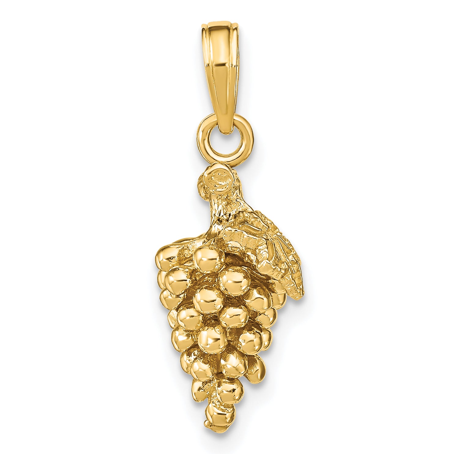 14K 3-D Grapes W/ Stem and Leaf Charm