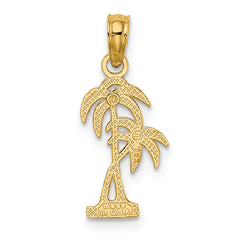 14K Textured Double Palm Tree Charm