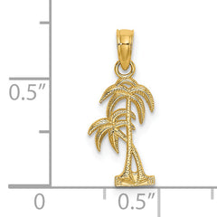 14K Textured Double Palm Tree Charm