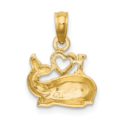 14K 2-D Polished I HEART Whale Charm
