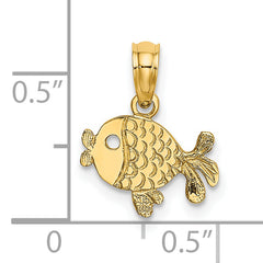 14K Flat Engraved Playful Fish Charm