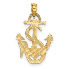 14K Polished Anchor and Rope Charm