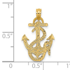 14K Polished Anchor and Rope Charm