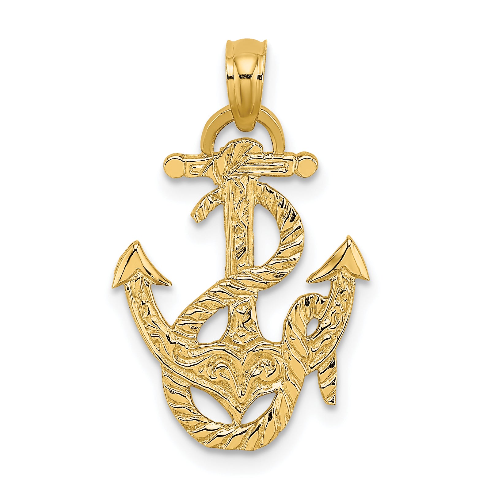 14K Polished Anchor and Rope Charm