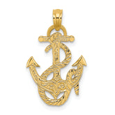 14K Polished Anchor and Rope Charm