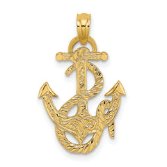 14K Polished Anchor and Rope Charm