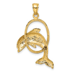 14K Dolphin Jumping Through Hoop Charm