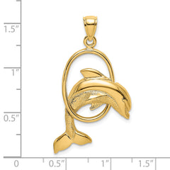 14K Dolphin Jumping Through Hoop Charm
