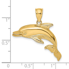 14K Polished and Textrued Open Mouth Dolphin Charm