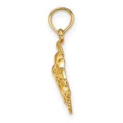 14K Polished 2-D Mini Double Dolphins Charm
