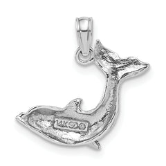 14K White Gold Jumping Dolphin Charm