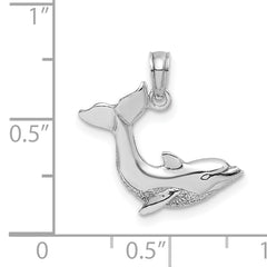 14K White Gold Jumping Dolphin Charm