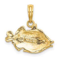 14K 2-D Polished Engraved Fish Charm