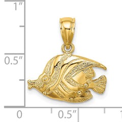 14K 2-D Polished Engraved Fish Charm