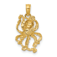 14K Textured Octopus Charm