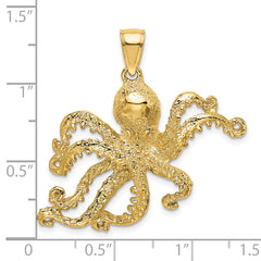 14K Textured Octopus Charm