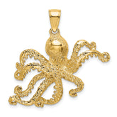 14K Textured Octopus Charm