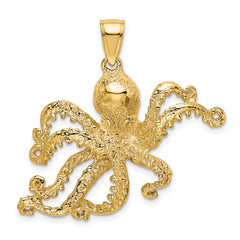 14K Textured Octopus Charm