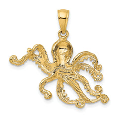 14K Textured Octopus Charm