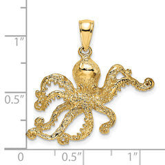 14K Textured Octopus Charm