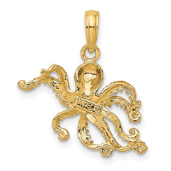 14K Textured Octopus Charm