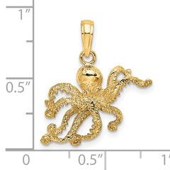 14K Textured Octopus Charm