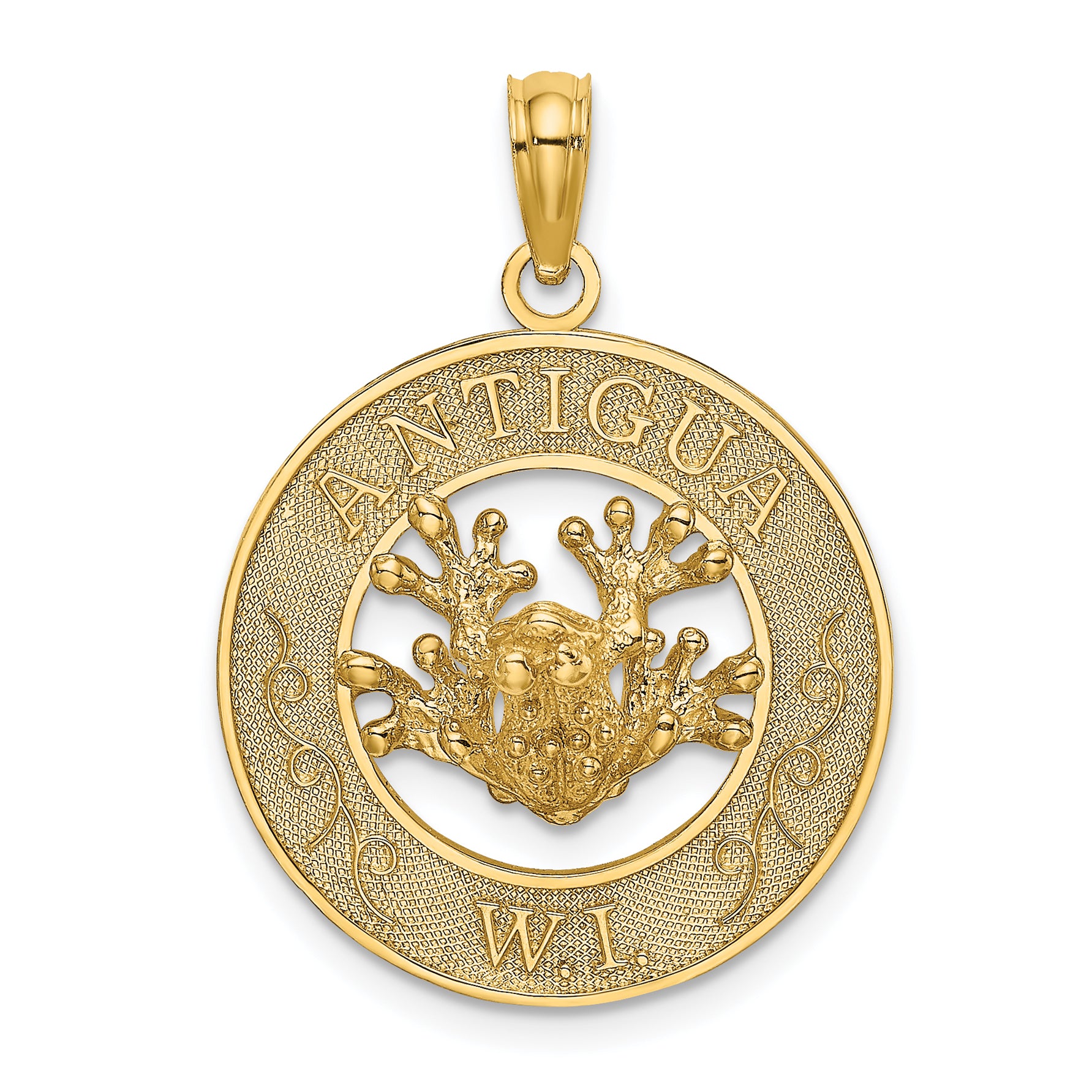 14K ANTIGUA, W.I. Circle w/ Frog Charm