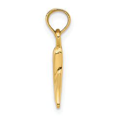 14K Polished Small Whale Tail Charm