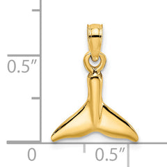 14K Polished Small Whale Tail Charm