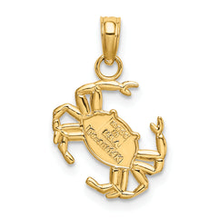 14K Polished Crab Charm