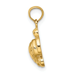 14K Textured Mini Sea Turtle Charm