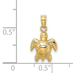 14K Textured Mini Sea Turtle Charm