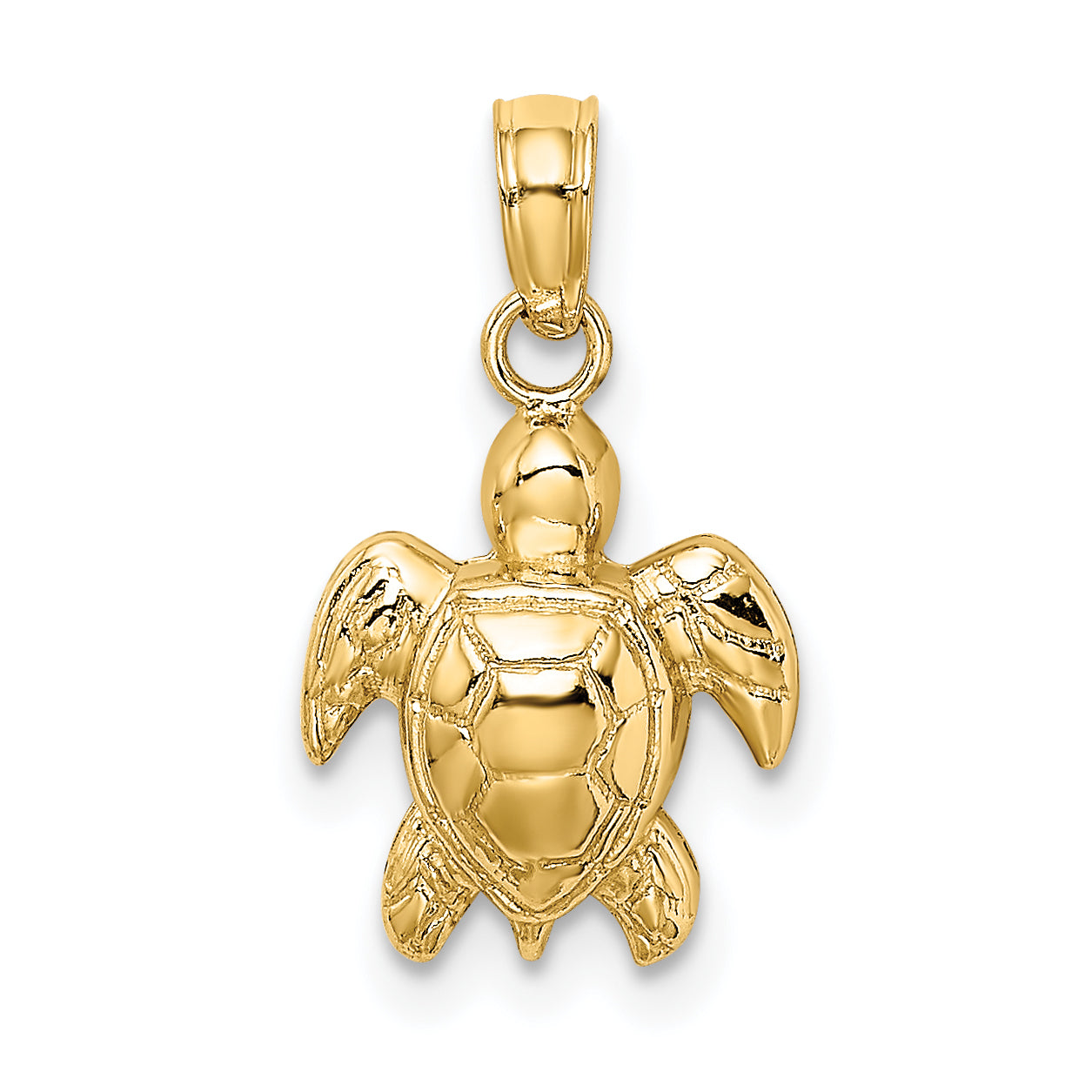 14K Textured Mini Sea Turtle Charm