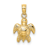 14K Textured Mini Sea Turtle Charm