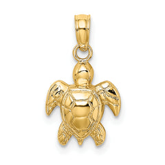 14K Textured Mini Sea Turtle Charm