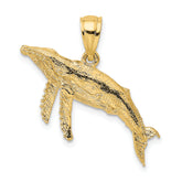 14K 2-D Textured Whale Charm