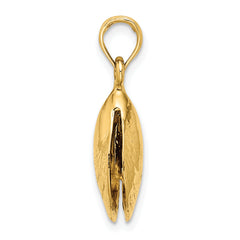 14K 3-D Polished Mussel Shell Charm