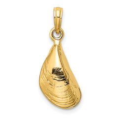 14K 3-D Polished Mussel Shell Charm