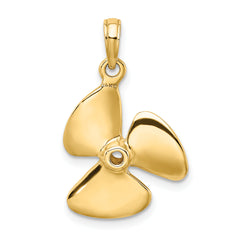 14K 3-D Polished Three Blade Propeller Charm