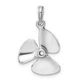 14K White Gold 3-D Polished Three Blade Propeller Charm