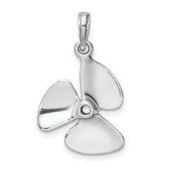 14K White Gold 3-D Polished Three Blade Propeller Charm