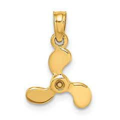 14K 3-D Polished Mini Three Blade Propeller Charm