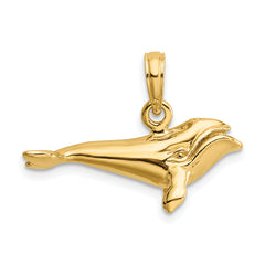 14K 3-D Polished Bowhead Whale Charm