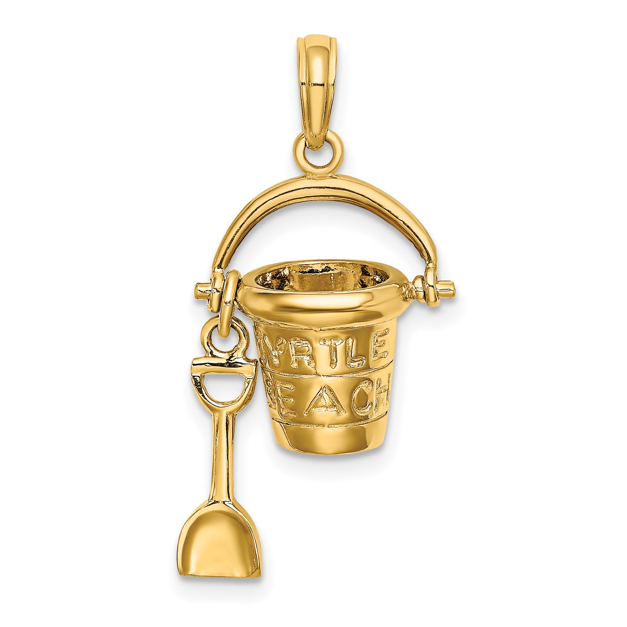 14K 3D MYRTLE BEACH Bucket and Shovel Charm