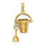 Myrtle Beach Bucket Shovel Charm in 14K Yellow Gold, 29mm Moveable - Sophia Jewelers